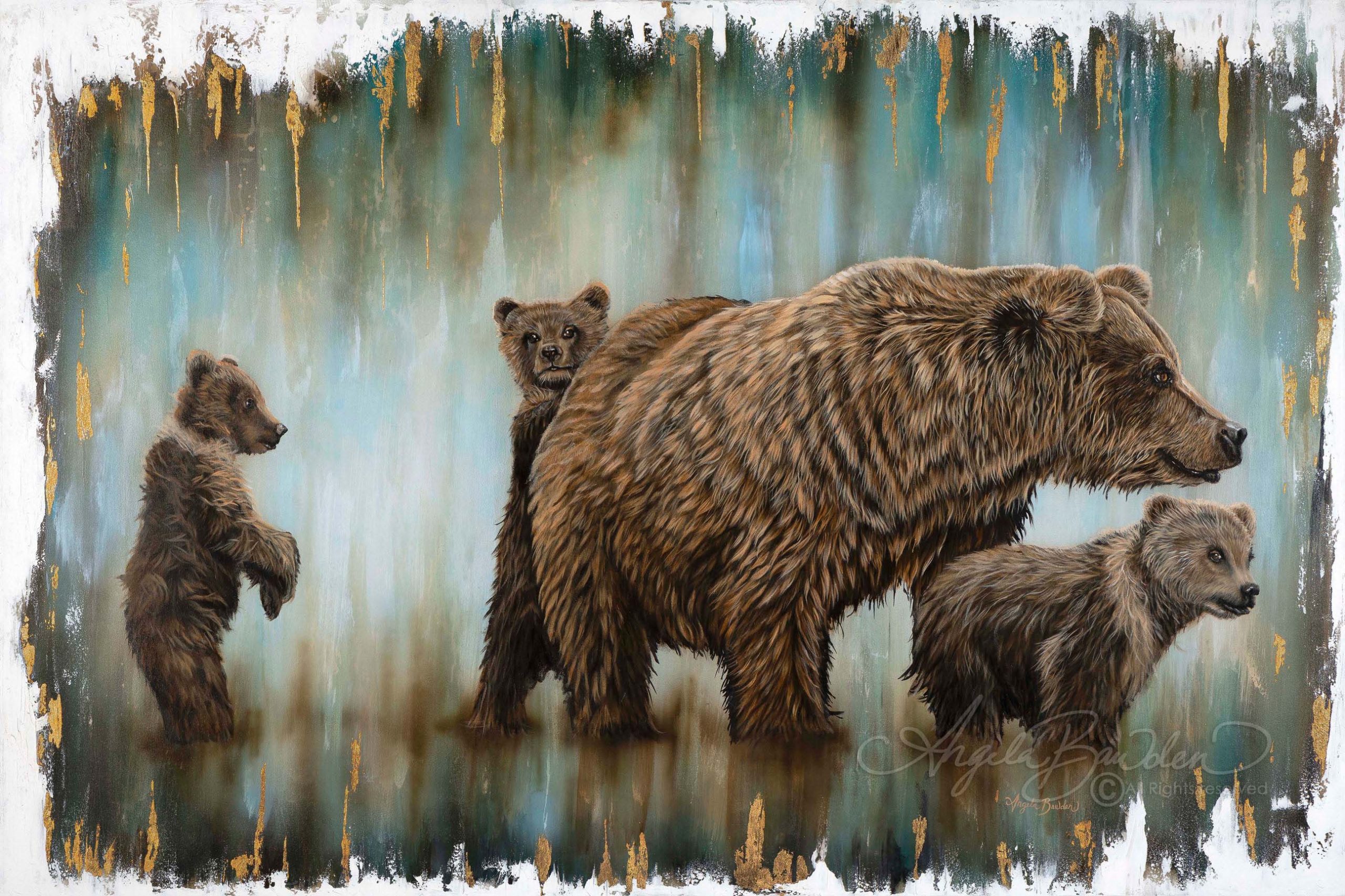 brown bear print momma bear upcycled art wild animals dictionary page book art print mama bear and cubs illustration