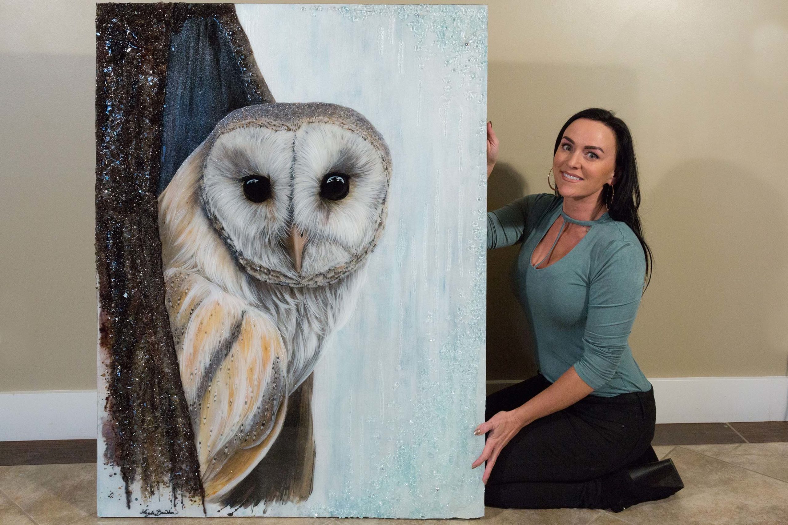 Angela with her Painting Watcher from the Hollow